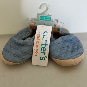 Baby boy quilted blue shoes 0-3 months